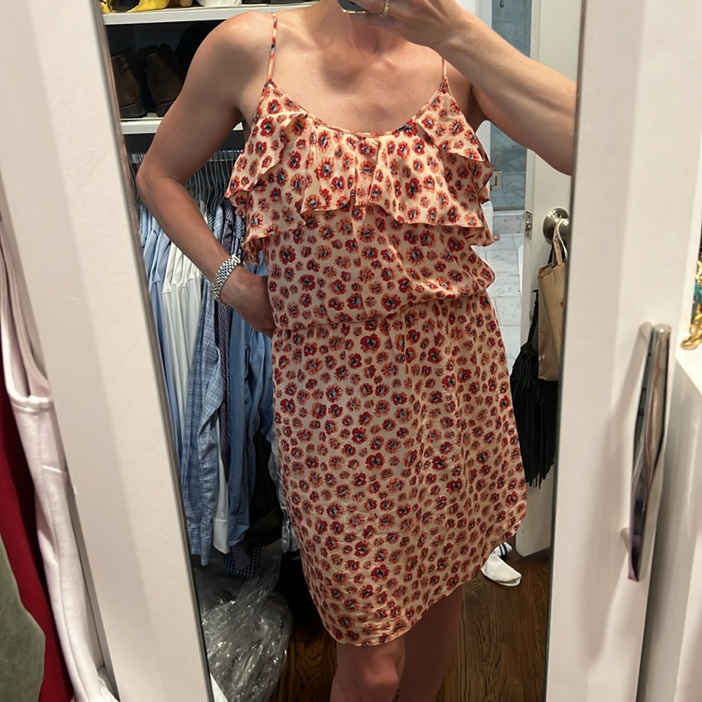 Rebecca Taylor Floral Silk Spaghetti Strap Dress